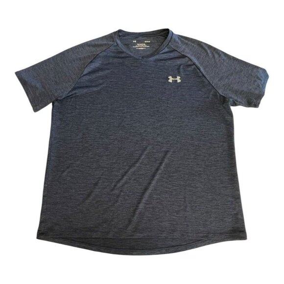 Under Armour Mens Tech Tee~Size Large~Navy Blue Athletic Sport Top EUC ~ L12 15 - Picture 4 of 9
